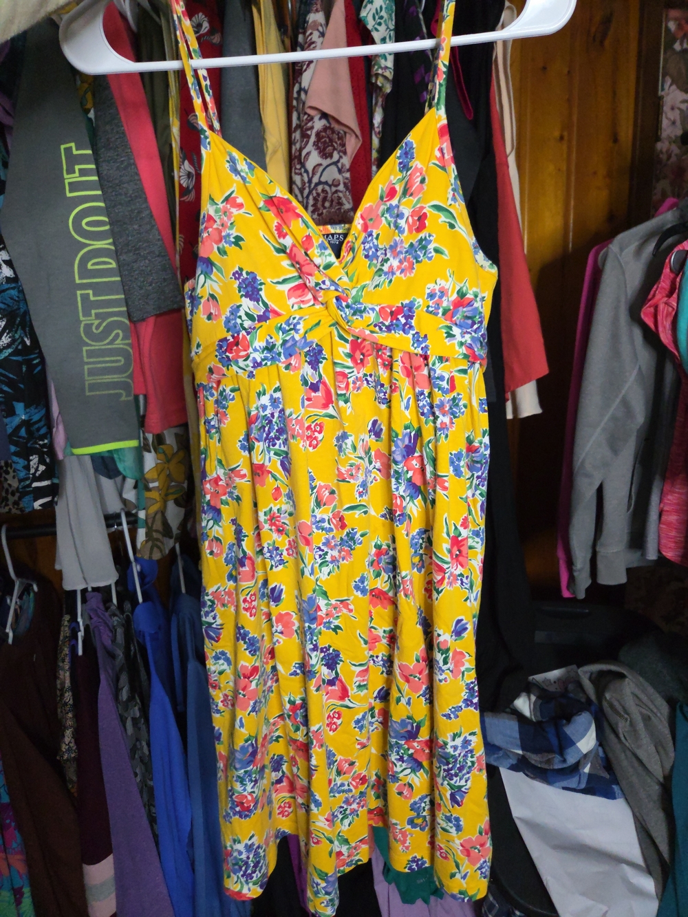Yellow Floral Sundress with Spaghetti Straps